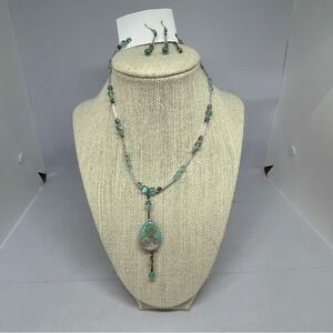 Vintage‎ Glass Beaded Pastel Colors Necklace & Dangle Beaded Earrings